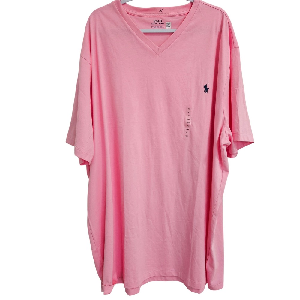 Polo Ralph Lauren NWT Mens Pink T-Shirt Cotton Big & Tall 4XLT Blue Pony Logo
